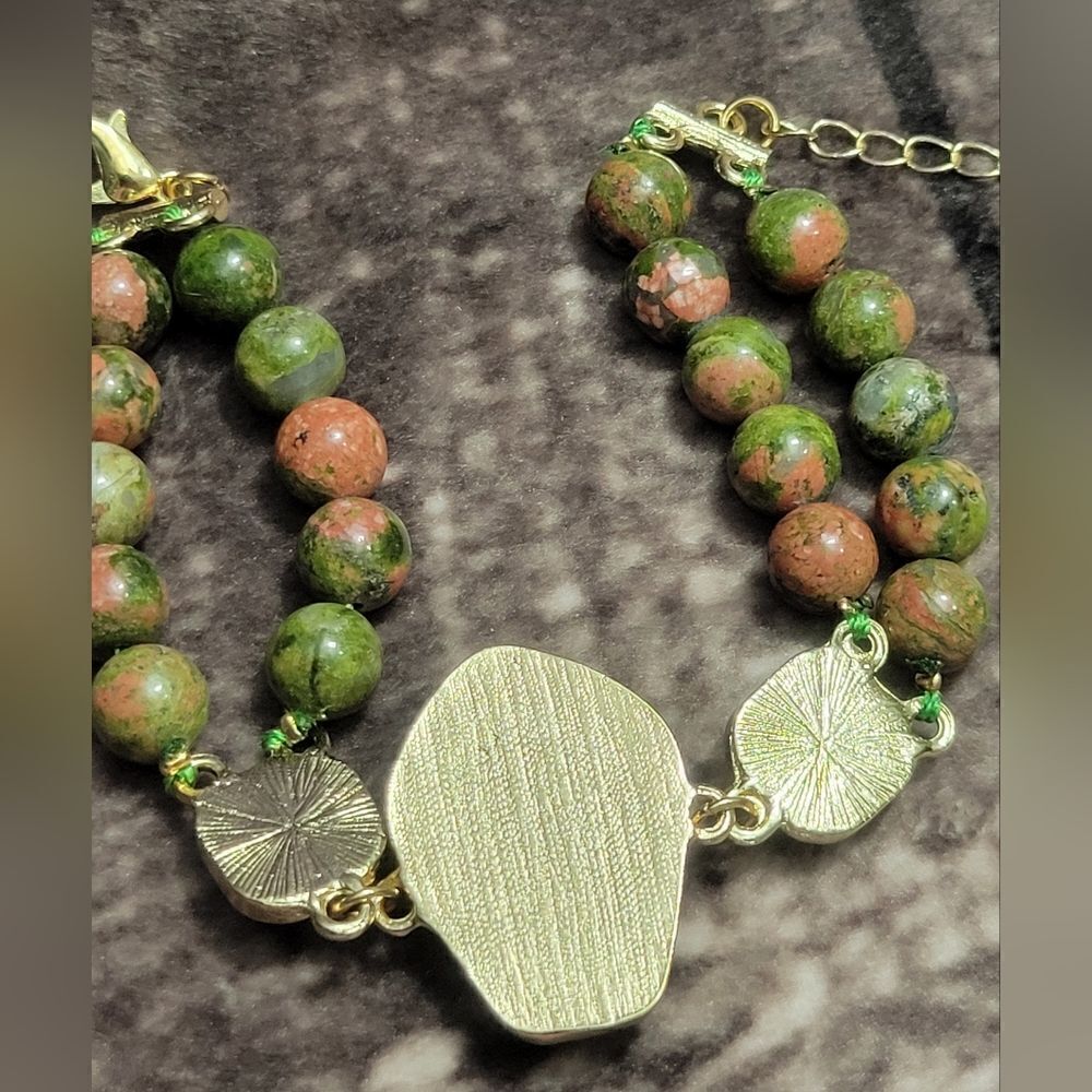 Unakite Two Row Beaded Bracelet - Picture 4 of 12